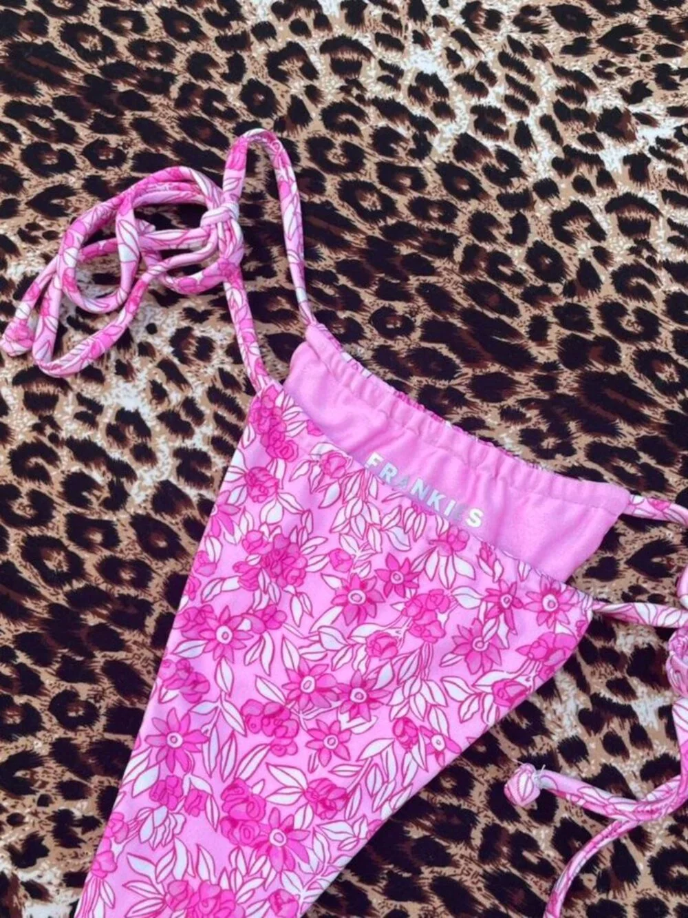 pink floral cheeky string bikini bottoms